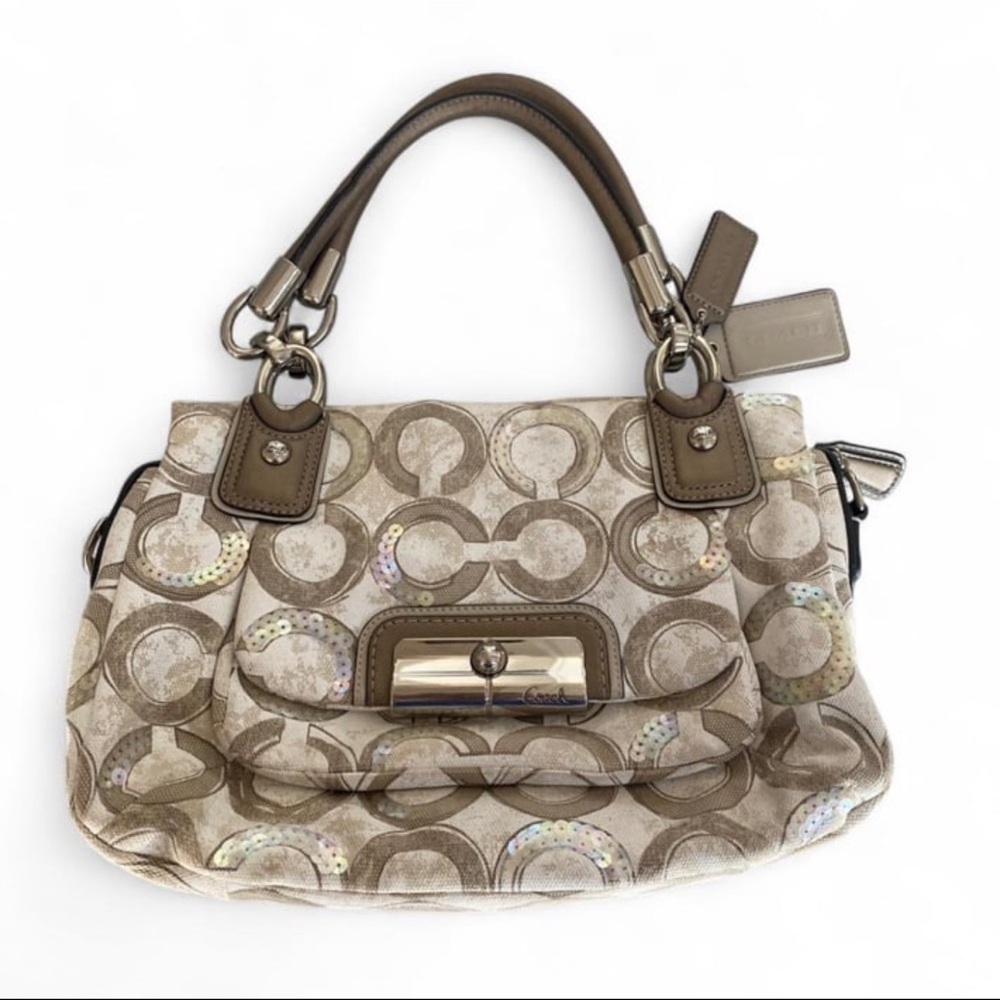 Vintage Coach Y2K Sequin Canvas Patterned Satchel bag
